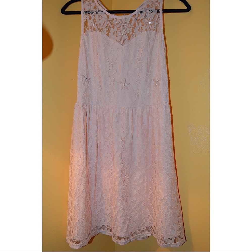 Preteen’s peach laced flower dress